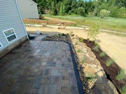 Paver walkway and outdoor living transition